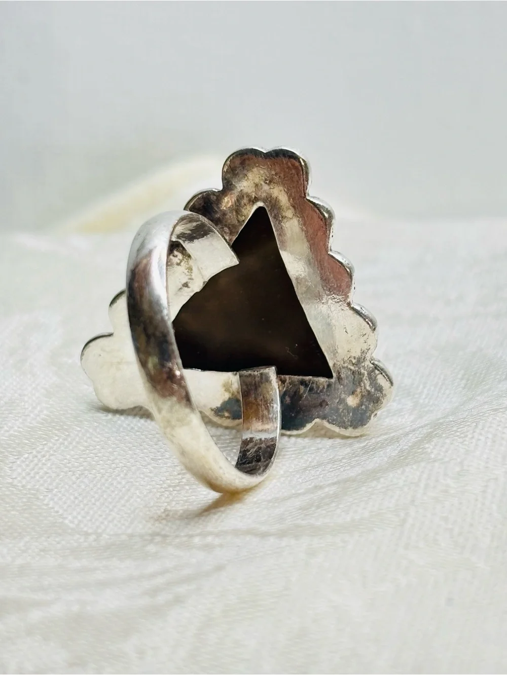 DruzyTriangle Sterling Silver Ring Size 9